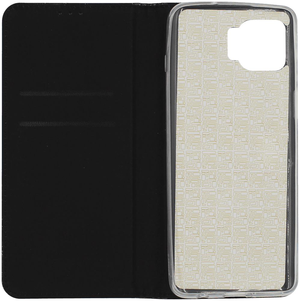 Motorola Moto G 5G Plus oldalra nyíló flipes bőrtok csillámos fekete