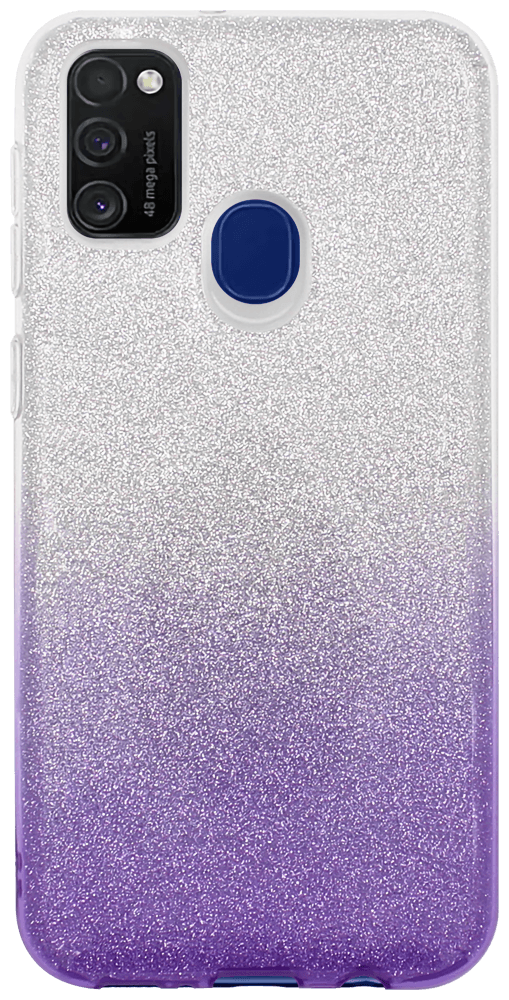 Samsung Galaxy M21 (SM-M215F) szilikon tok csillogó hátlap lila/ezüst