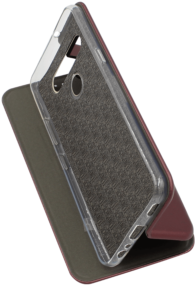 LG K51S oldalra nyíló mágneses flipes bőrtok prémium minőség bordó