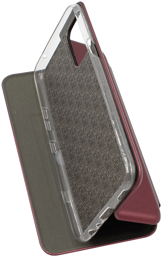 LG K42 oldalra nyíló mágneses flipes bőrtok prémium minőség bordó
