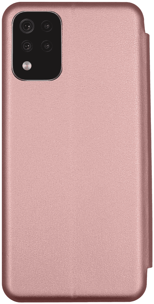 LG K42 oldalra nyíló mágneses flipes bőrtok prémium minőség rozéarany