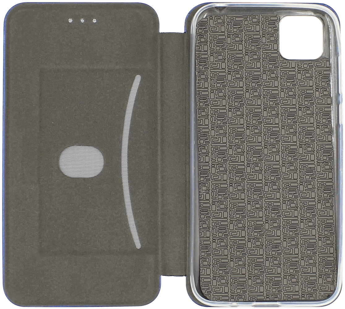 Huawei Y5P oldalra nyíló mágneses flipes bőrtok prémium minőség sötétkék