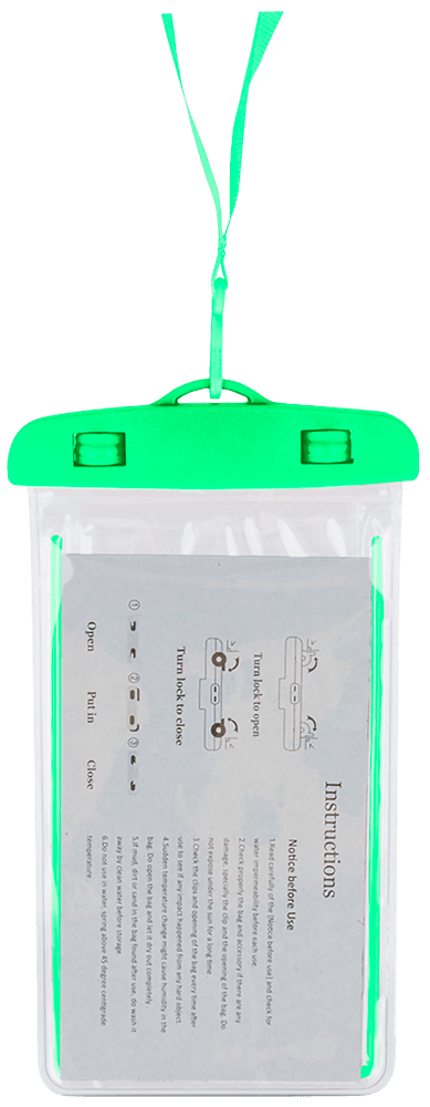 LG Q7 vízálló tok univerzális fluoreszkáló zöld