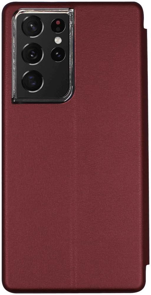 Samsung Galaxy S21 Ultra 5G (SM-G998B) oldalra nyíló mágneses flipes bőrtok prémium minőség bordó