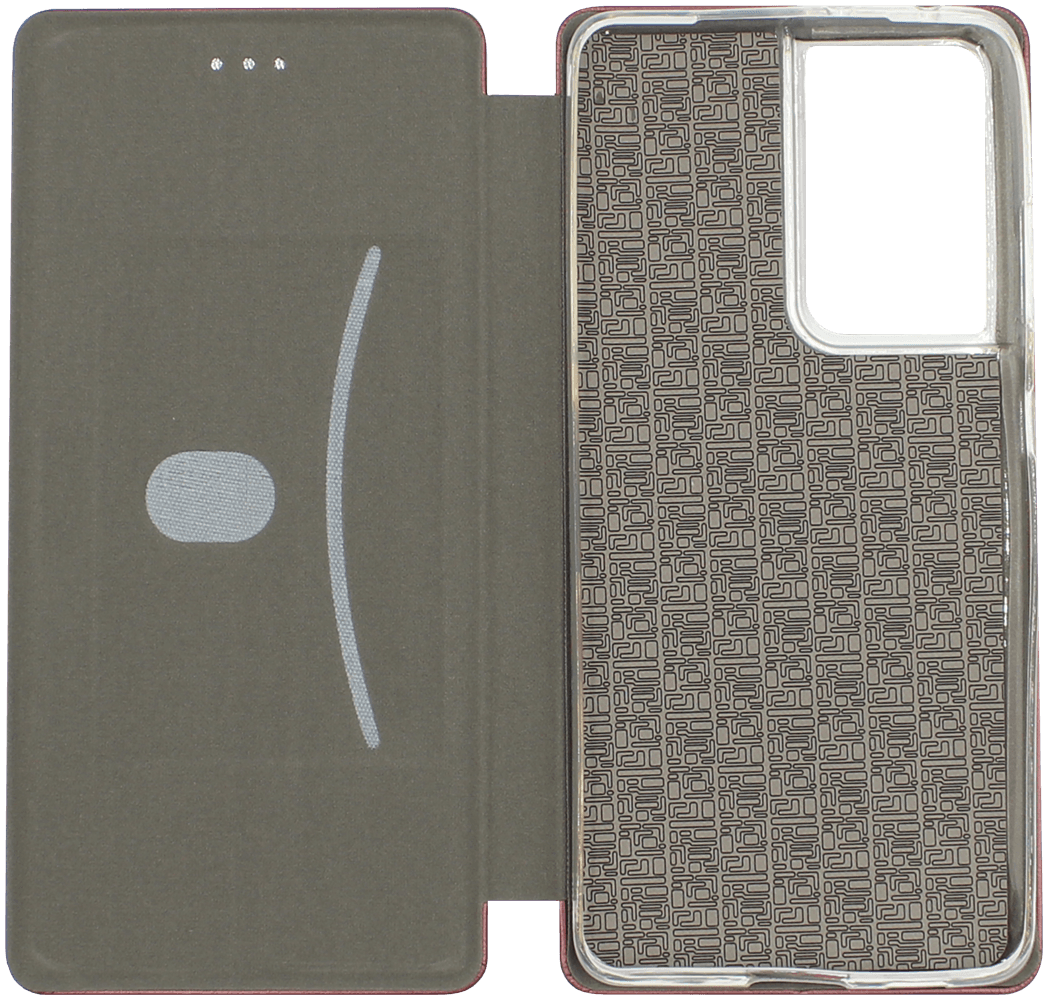 Samsung Galaxy S21 Ultra 5G (SM-G998B) oldalra nyíló mágneses flipes bőrtok prémium minőség bordó