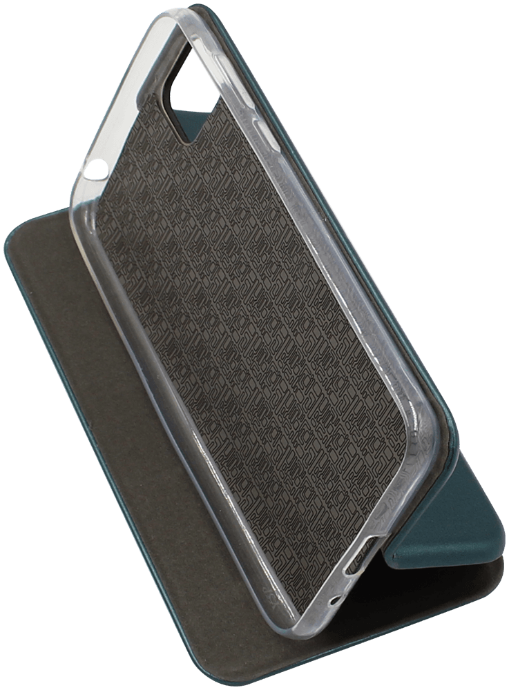 Huawei Y5P oldalra nyíló mágneses flipes bőrtok prémium minőség sötétzöld