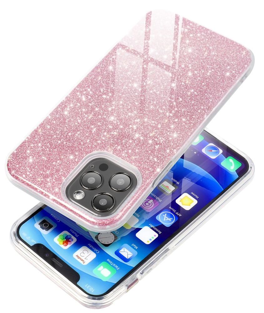 Apple iPhone 12 Pro szilikon tok csillogó hátlap logó kihagyós rózsaszín