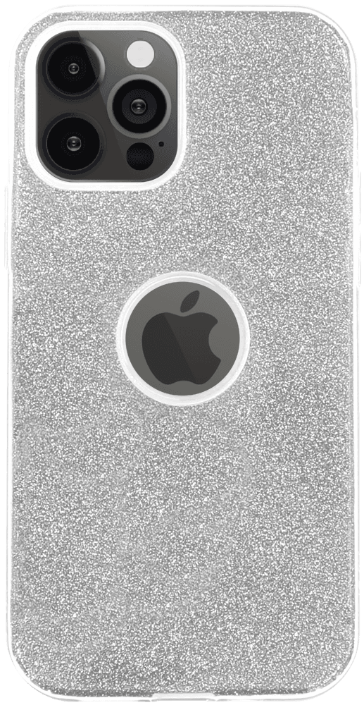 Apple iPhone 12 Pro szilikon tok csillogó hátlap logó kihagyós ezüst