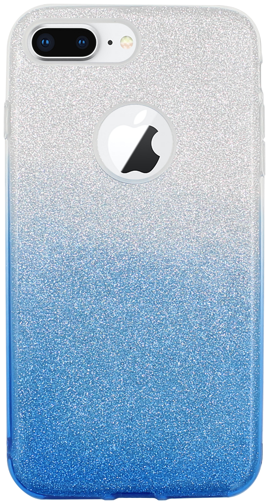 Apple iPhone 8 Plus szilikon tok csillogó hátlap logónál átlátszó kék/ezüst
