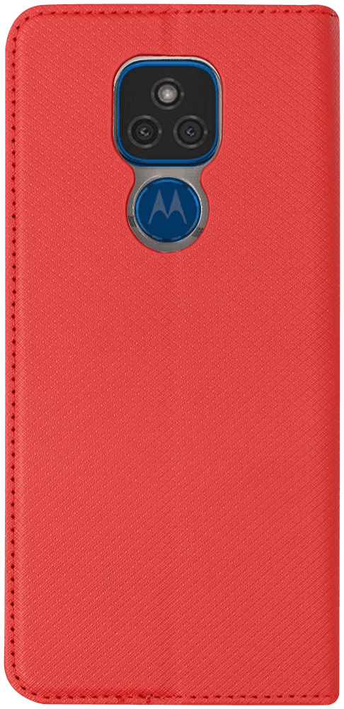 Motorola Moto G9 Play oldalra nyíló flipes bőrtok rombusz mintás piros