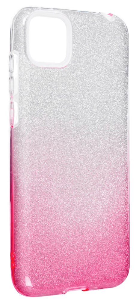 Apple iPhone 11 Pro Max szilikon tok csillogó hátlap logó kihagyós rózsaszín/ezüst