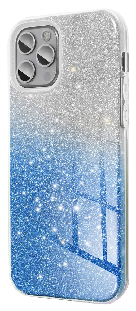 Apple iPhone 12 Mini szilikon tok csillogó hátlap logó kihagyós kék/ezüst