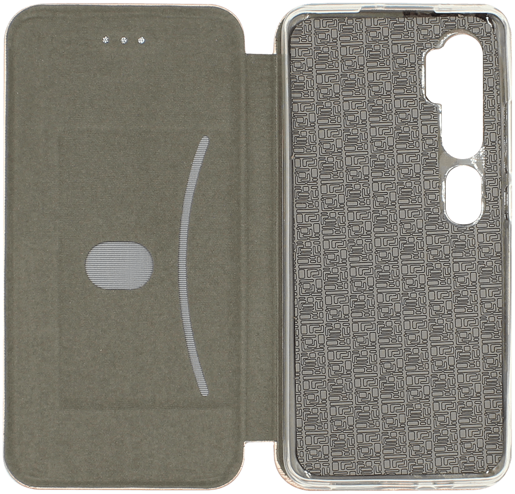 Xiaomi Mi Note 10 Pro oldalra nyíló mágneses flipes bőrtok prémium minőség rozéarany