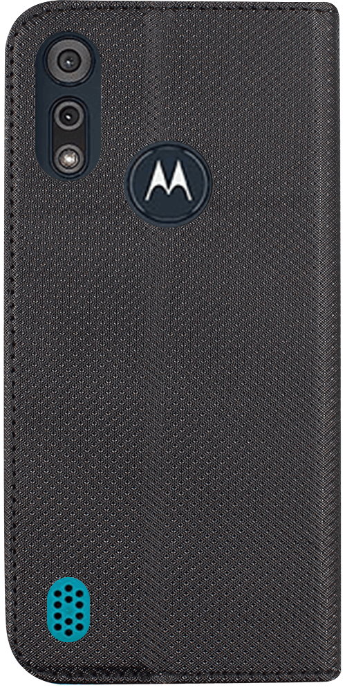 Motorola Moto E6s oldalra nyíló flipes bőrtok rombusz mintás fekete