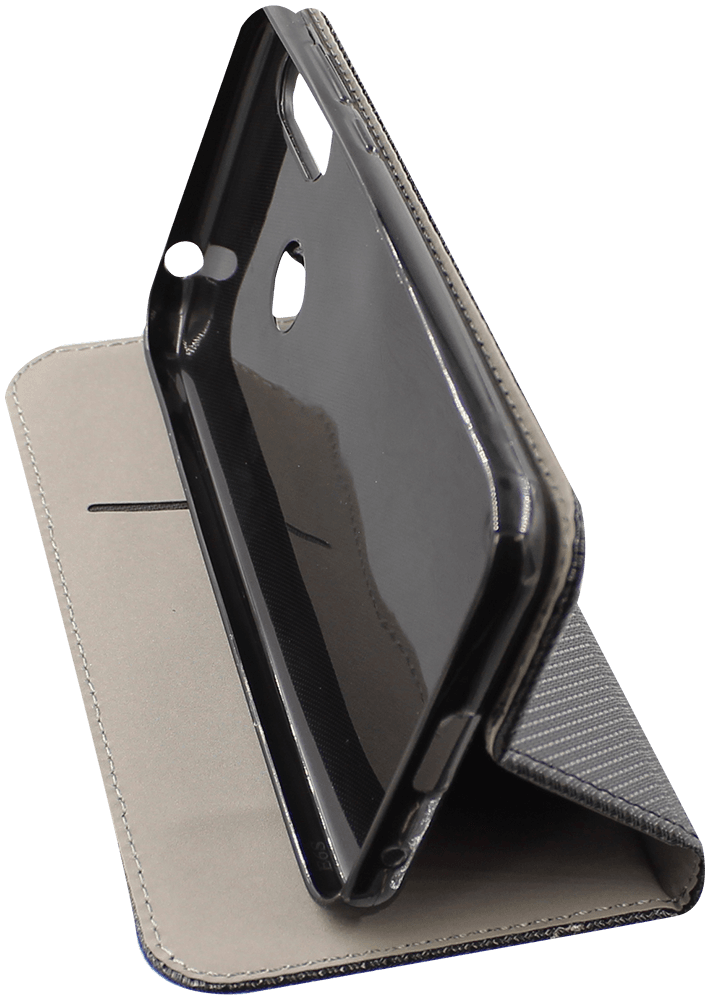 Motorola Moto E6s oldalra nyíló flipes bőrtok rombusz mintás fekete