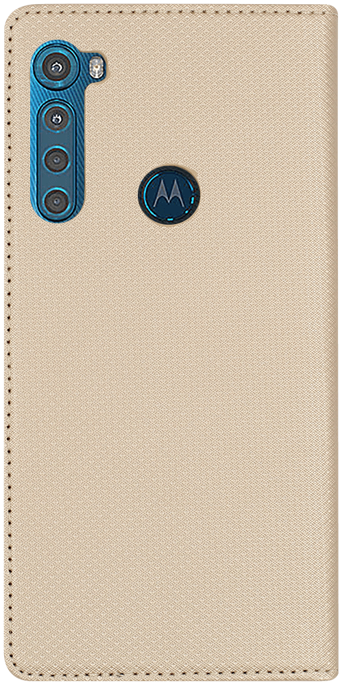 Motorola One Fusion Plus oldalra nyíló flipes bőrtok rombusz mintás arany