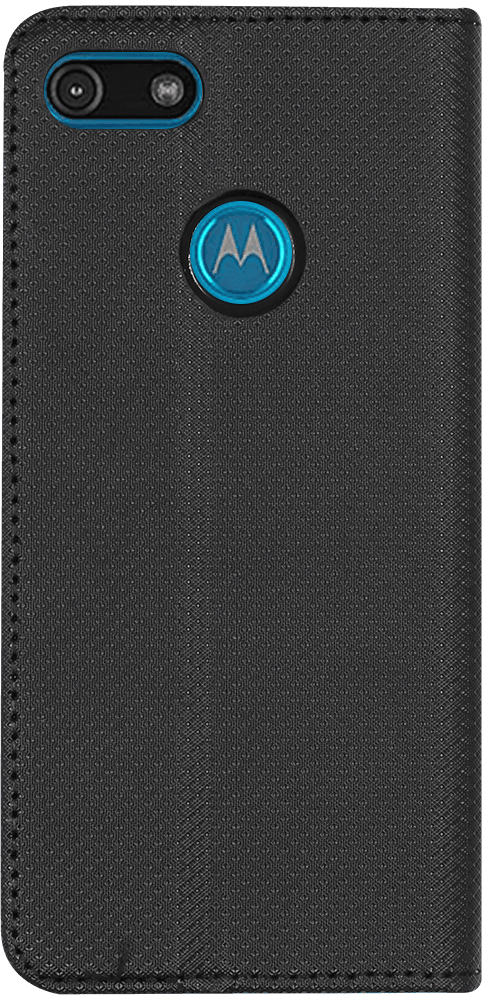 Motorola Moto E6 Play oldalra nyíló flipes bőrtok rombusz mintás fekete