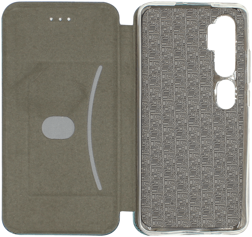 Xiaomi Mi Note 10 oldalra nyíló mágneses flipes bőrtok prémium minőség sötétzöld