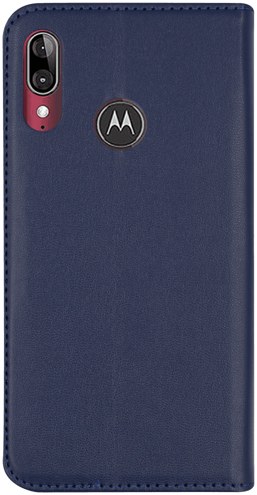 Motorola Moto E6 Plus oldalra nyíló flipes bőrtok asztali tartó funkciós sötétkék