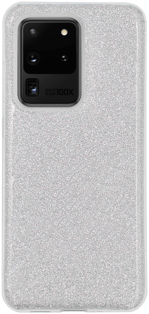 Samsung Galaxy S20 Ultra (SM-G988F) szilikon tok csillogó hátlap ezüst