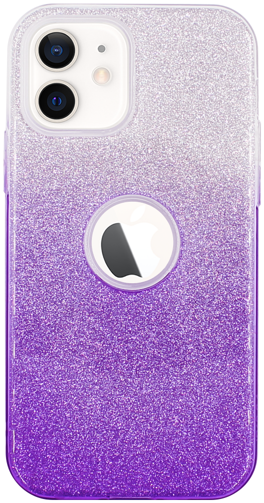 Apple iPhone 12 szilikon tok csillogó hátlap logó kihagyós lila/ezüst