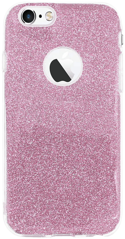 Apple iPhone 6S szilikon tok csillogó hátlap logónál átlátszó rózsaszín