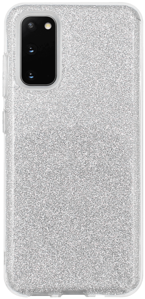 Samsung Galaxy S20 (SM-G980F) szilikon tok csillogó hátlap ezüst
