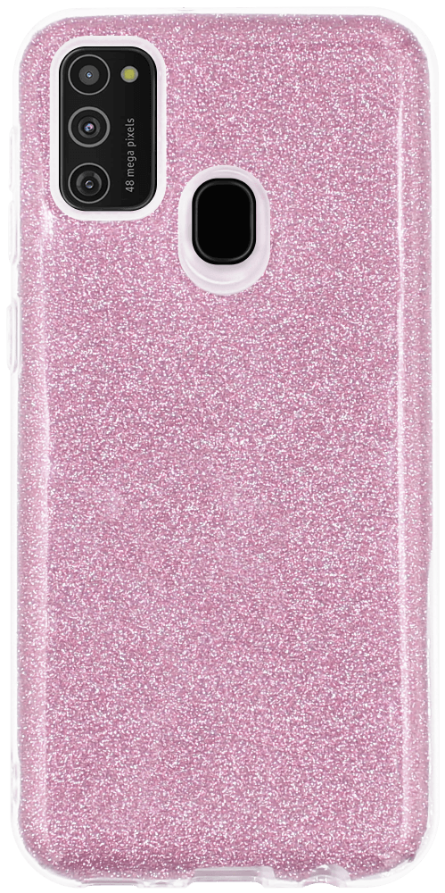 Samsung Galaxy M21 (SM-M215F) szilikon tok csillogó hátlap rózsaszín