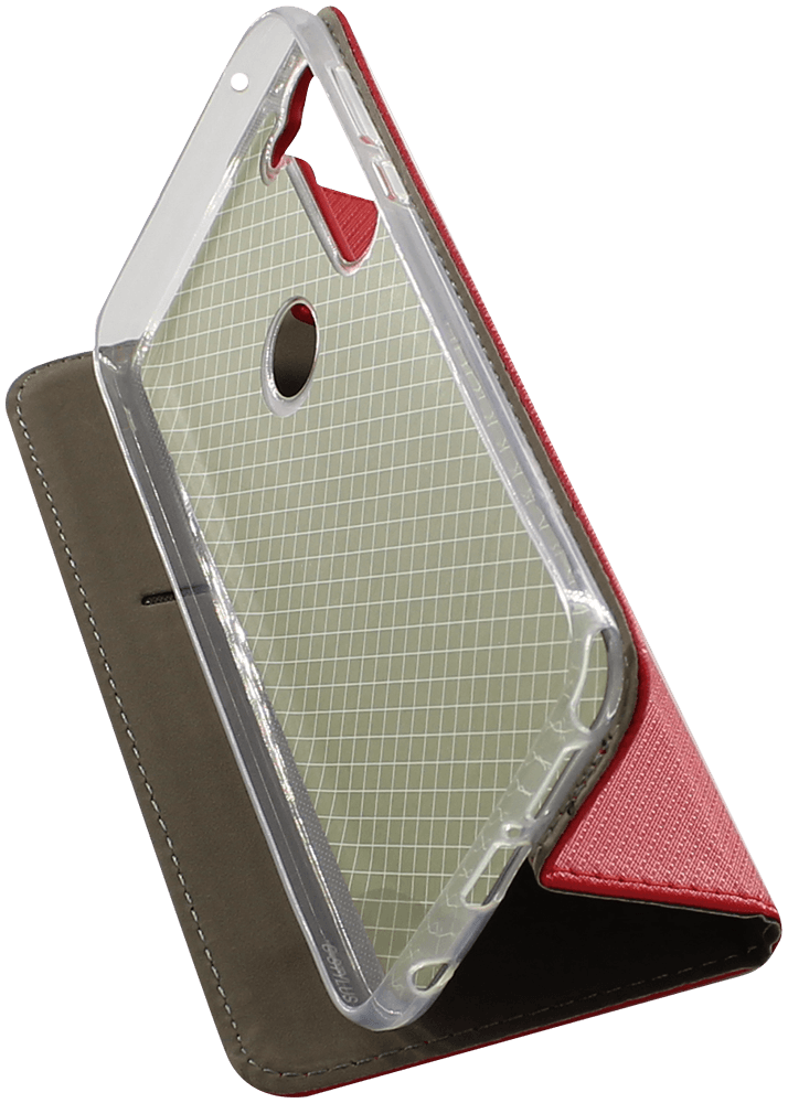 Motorola Moto G Pro oldalra nyíló flipes bőrtok rombusz mintás piros