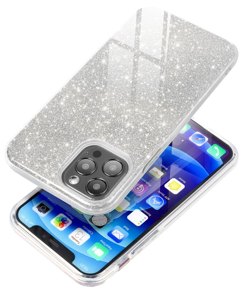 Apple iPhone 6S szilikon tok csillogó hátlap logónál átlátszó ezüst