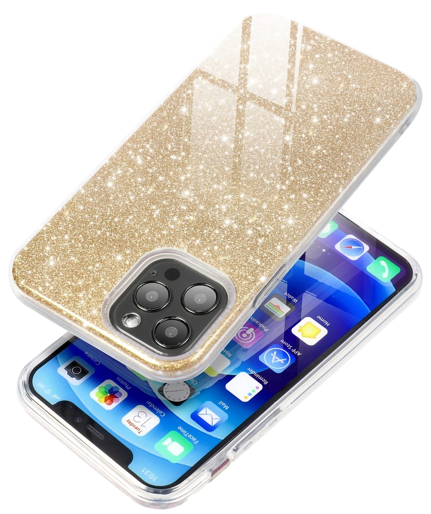 Apple iPhone 6 szilikon tok csillogó hátlap logónál átlátszó arany