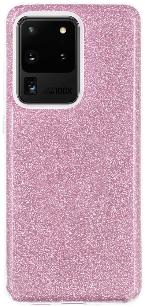 Samsung Galaxy S20 Ultra (SM-G988F) szilikon tok csillogó hátlap rózsaszín