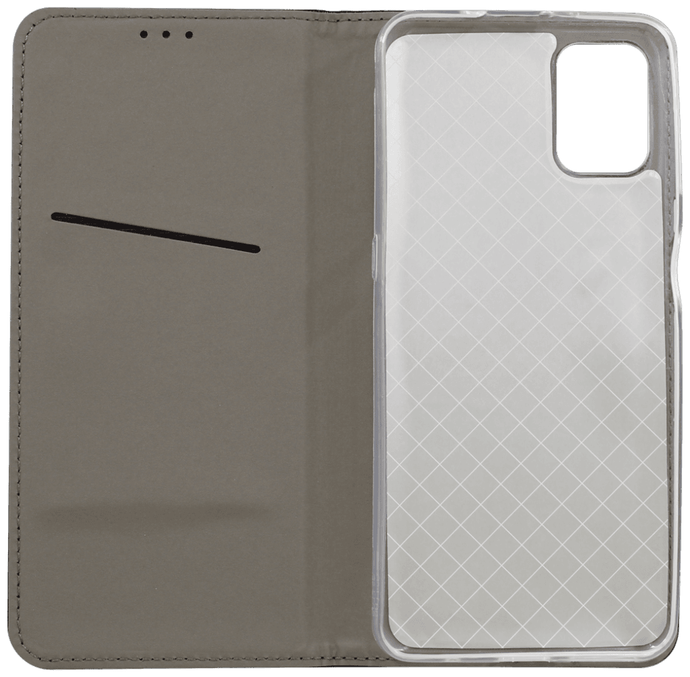 Motorola Moto G9 Plus oldalra nyíló flipes bőrtok rombusz mintás fekete