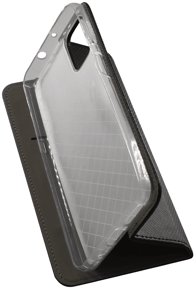 Motorola Moto G9 Plus oldalra nyíló flipes bőrtok rombusz mintás fekete