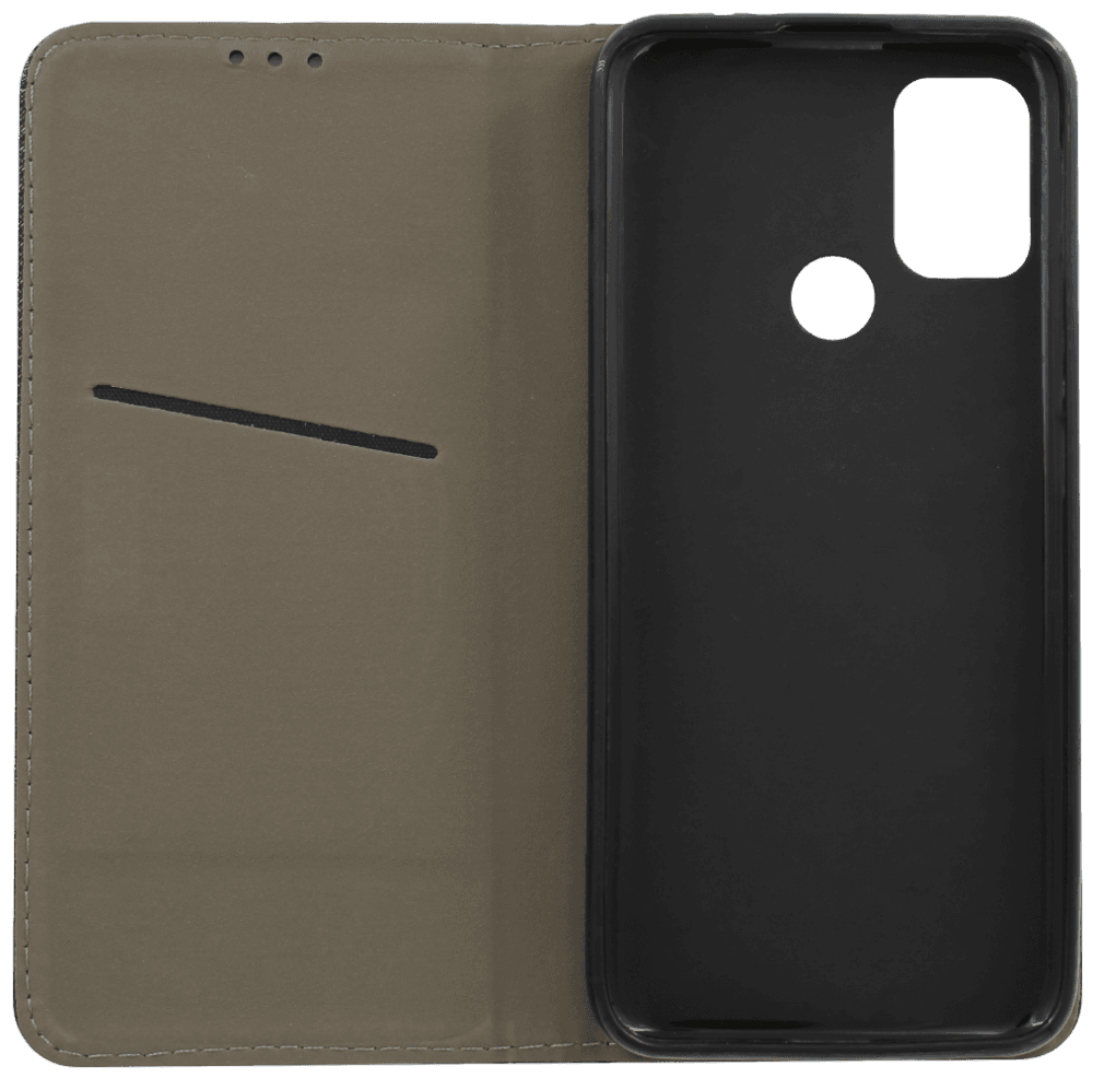 Motorola Moto G30 oldalra nyíló flipes bőrtok rombusz mintás fekete