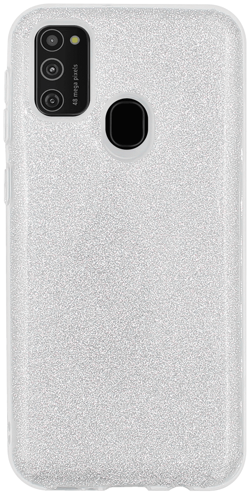 Samsung Galaxy M21 (SM-M215F) szilikon tok csillogó hátlap ezüst