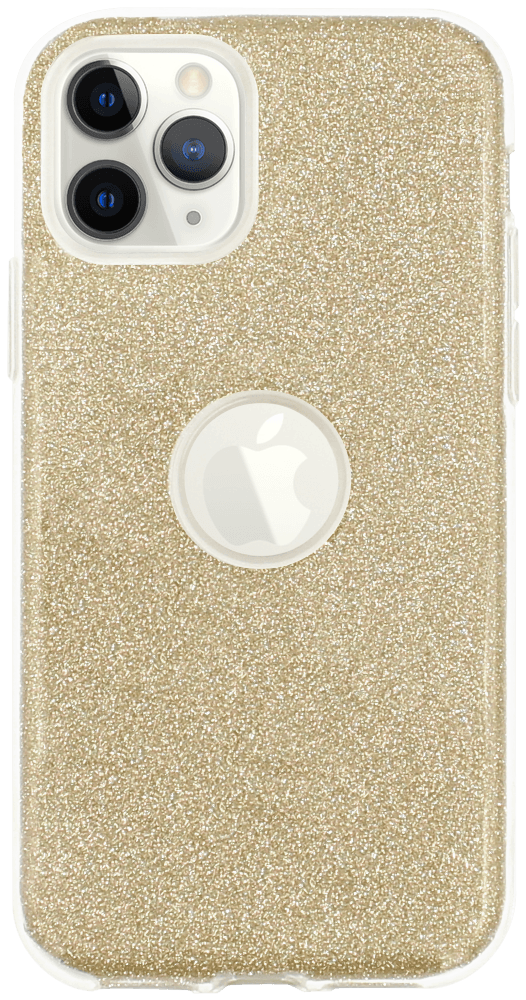 Apple iPhone 11 Pro szilikon tok csillogó hátlap logó kihagyós arany
