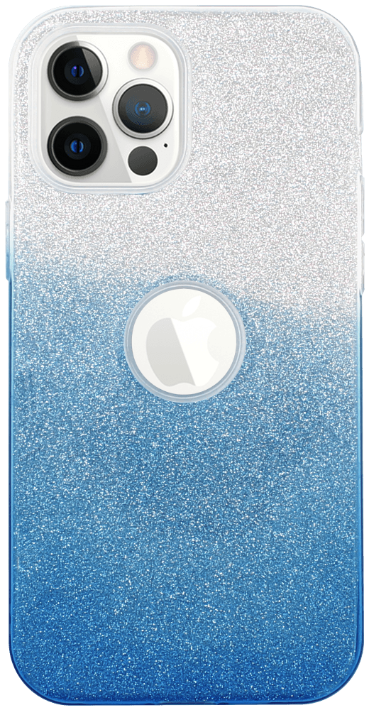 Apple iPhone 12 Pro Max szilikon tok csillogó hátlap logó kihagyós kék/ezüst