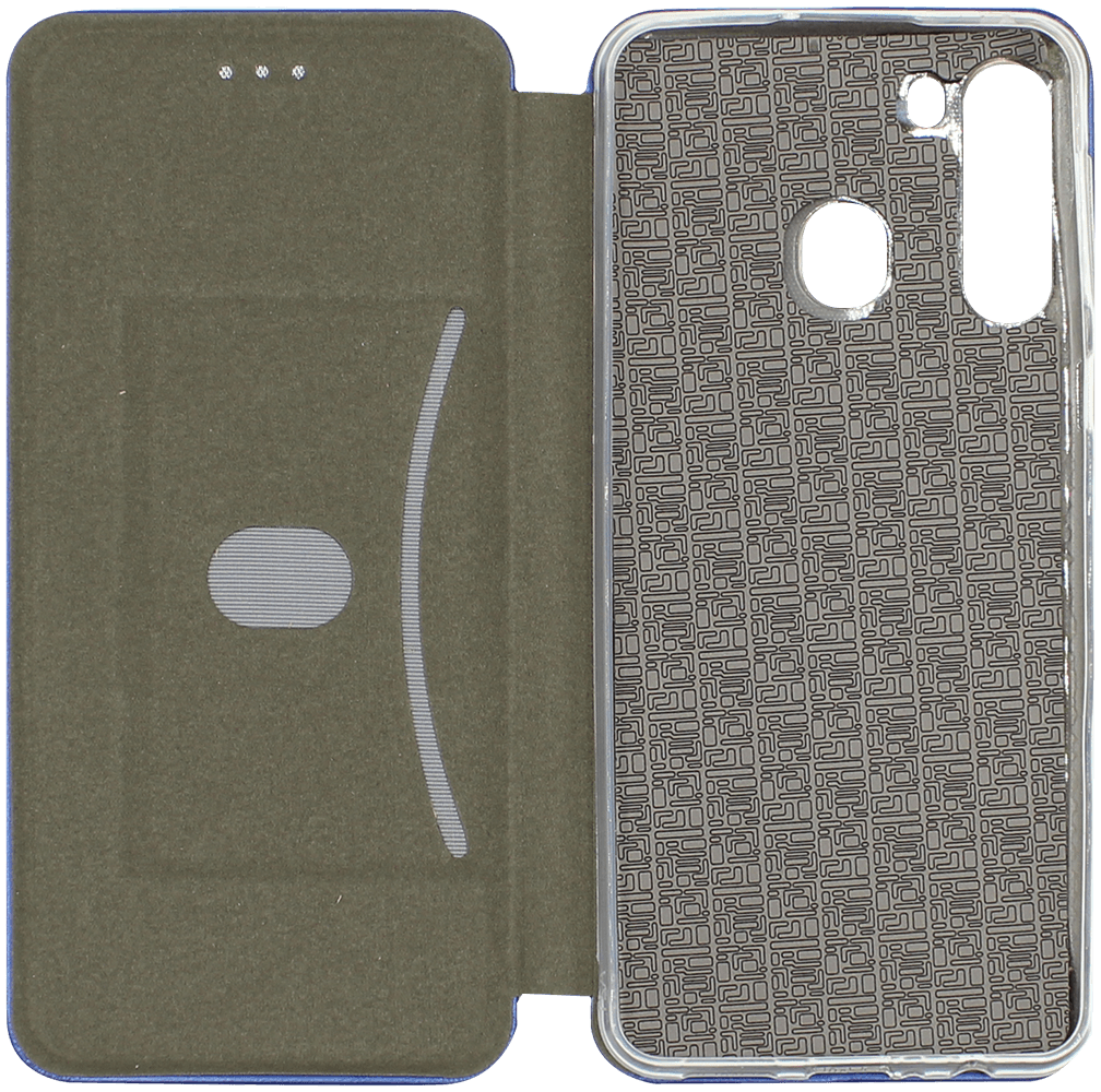 Samsung Galaxy A21 (SM-A210F) oldalra nyíló mágneses flipes bőrtok prémium minőség sötétkék