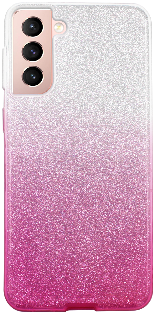Samsung Galaxy S21 Plus 5G (SM-G996B) szilikon tok csillogó hátlap rózsaszín/ezüst