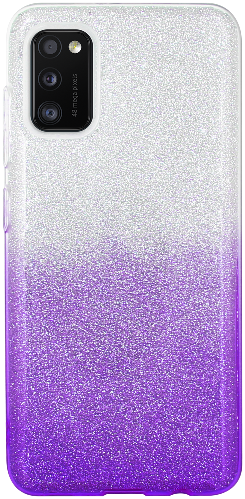 Samsung Galaxy A41 ( SM-A415F) szilikon tok csillogó hátlap lila/ezüst