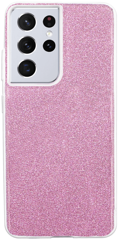 Samsung Galaxy S21 Ultra 5G (SM-G998B) szilikon tok csillogó hátlap rózsaszín