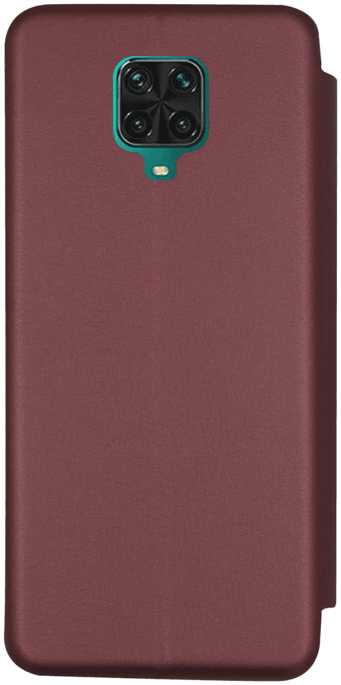 Xiaomi Redmi Note 9 Pro Max oldalra nyíló mágneses flipes bőrtok prémium minőség bordó