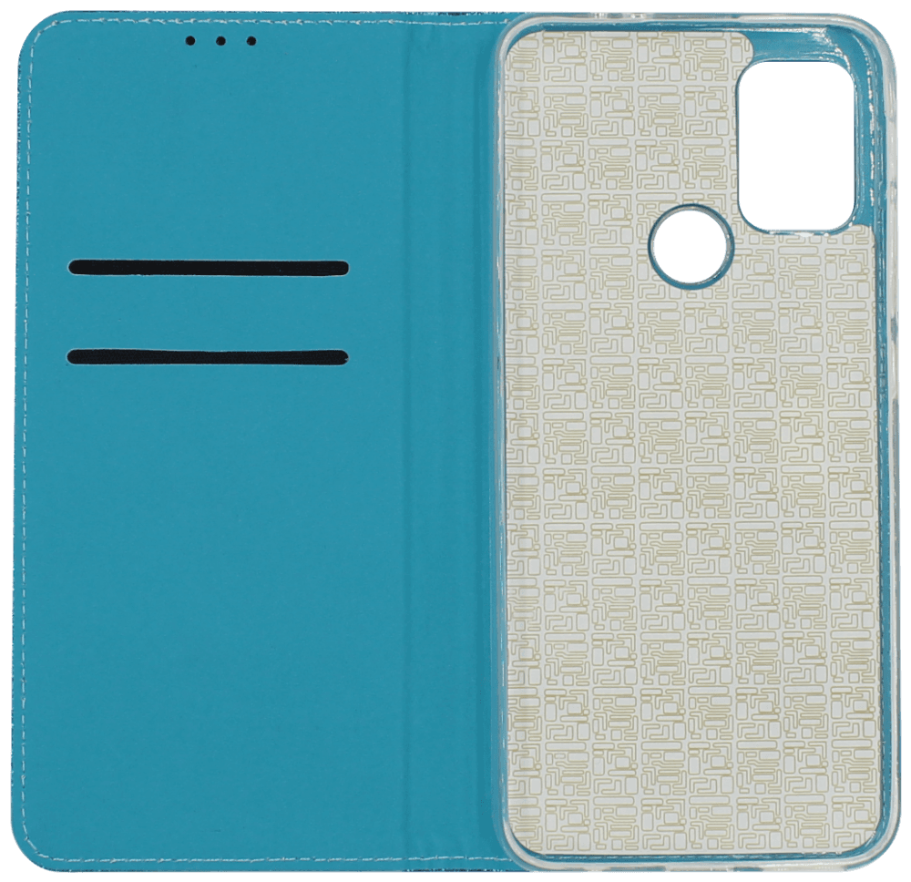 Motorola Moto G30 oldalra nyíló flipes bőrtok csillámos kék