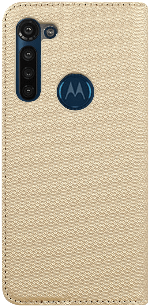 Motorola Moto G8 Power oldalra nyíló mágneses flipes bőrtok rombusz mintás arany