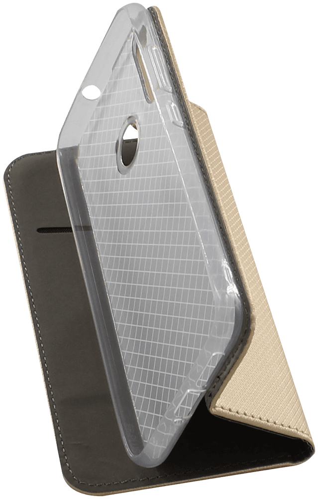 Motorola Moto E6 Plus oldalra nyíló mágneses flipes bőrtok rombusz mintás arany