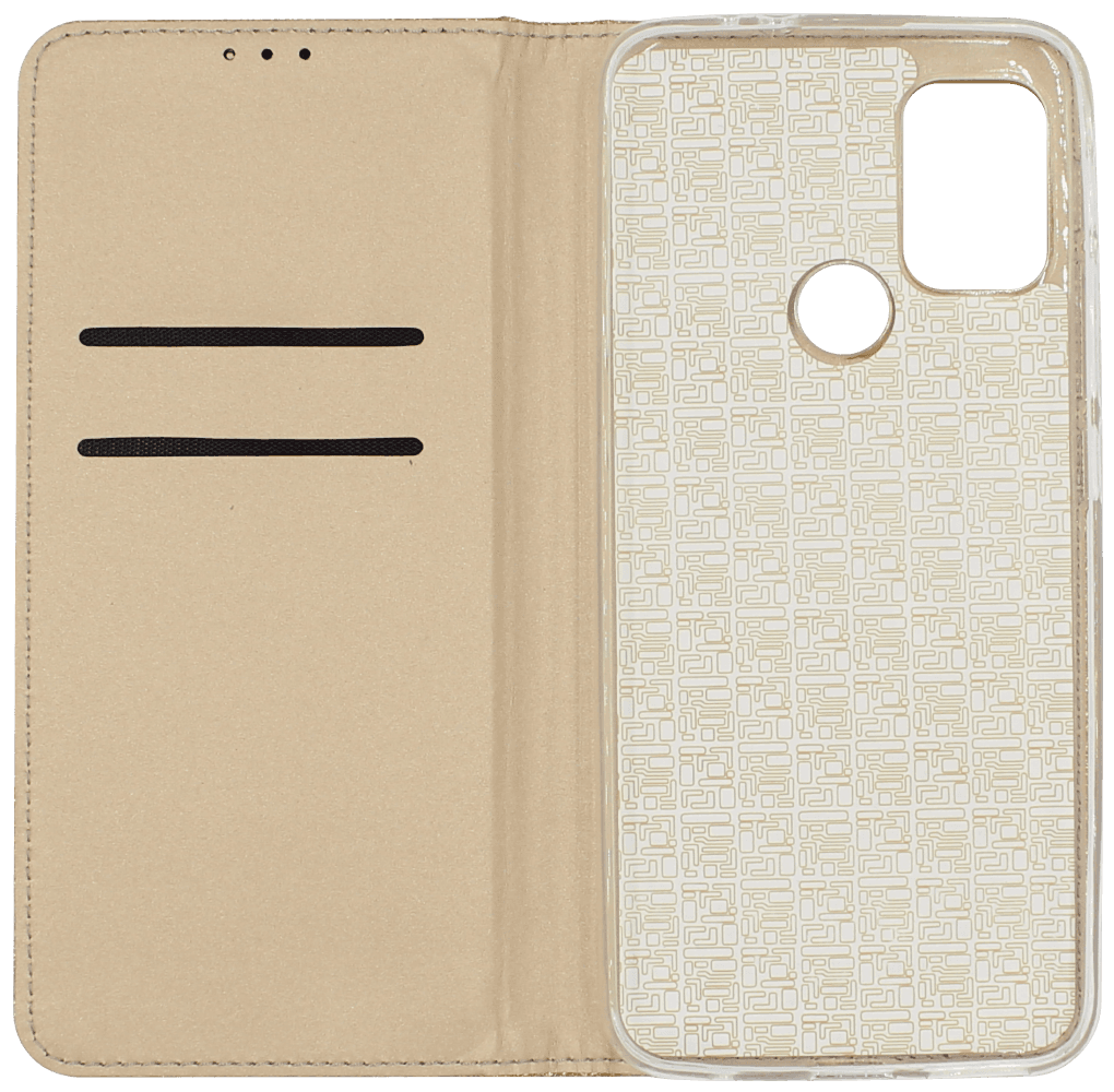 Motorola Moto G30 oldalra nyíló flipes bőrtok csillámos arany