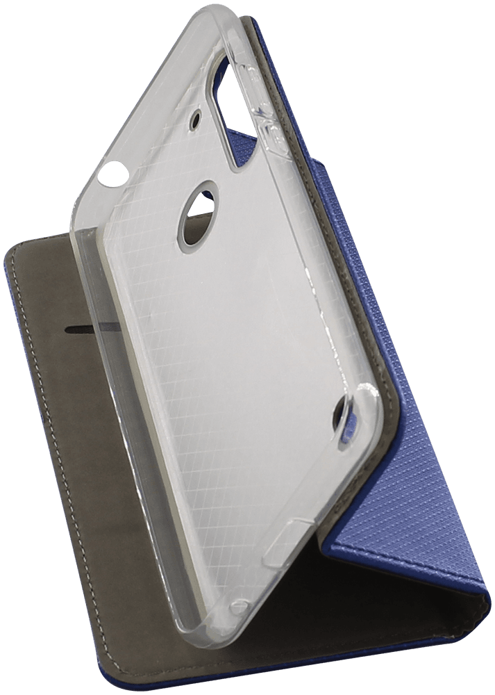 Motorola Moto G8 Power Lite oldalra nyíló flipes bőrtok rombusz mintás sötétkék