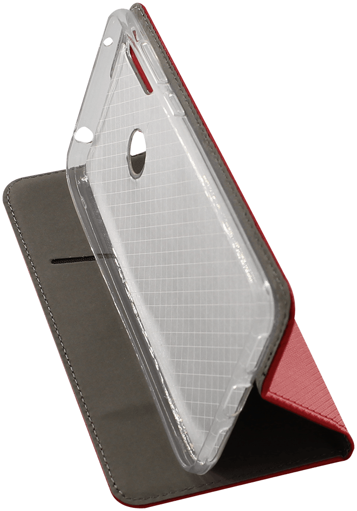 Huawei Y7 Prime 2019 oldalra nyíló flipes bőrtok rombusz mintás piros