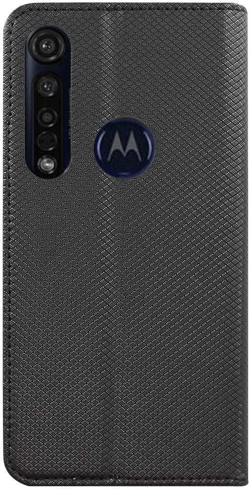 Motorola Moto G8 Plus oldalra nyíló flipes bőrtok rombusz mintás fekete